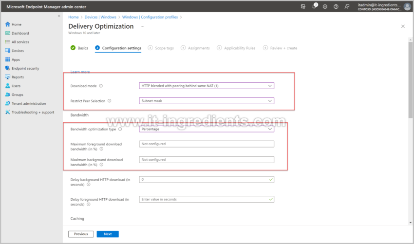 Configuring Windows Delivery Optimization Using Microsoft Intune IT